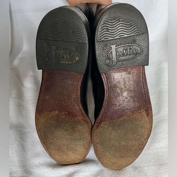 Justin Leather Roper Boots Black 6 - Picture 6 of 6